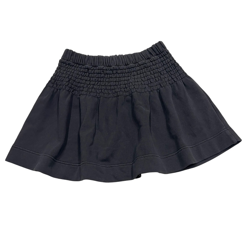 Aerie Smocked Fleece Mini Skirt Charcoal Gray French Terry 0703-1871 NEW‎